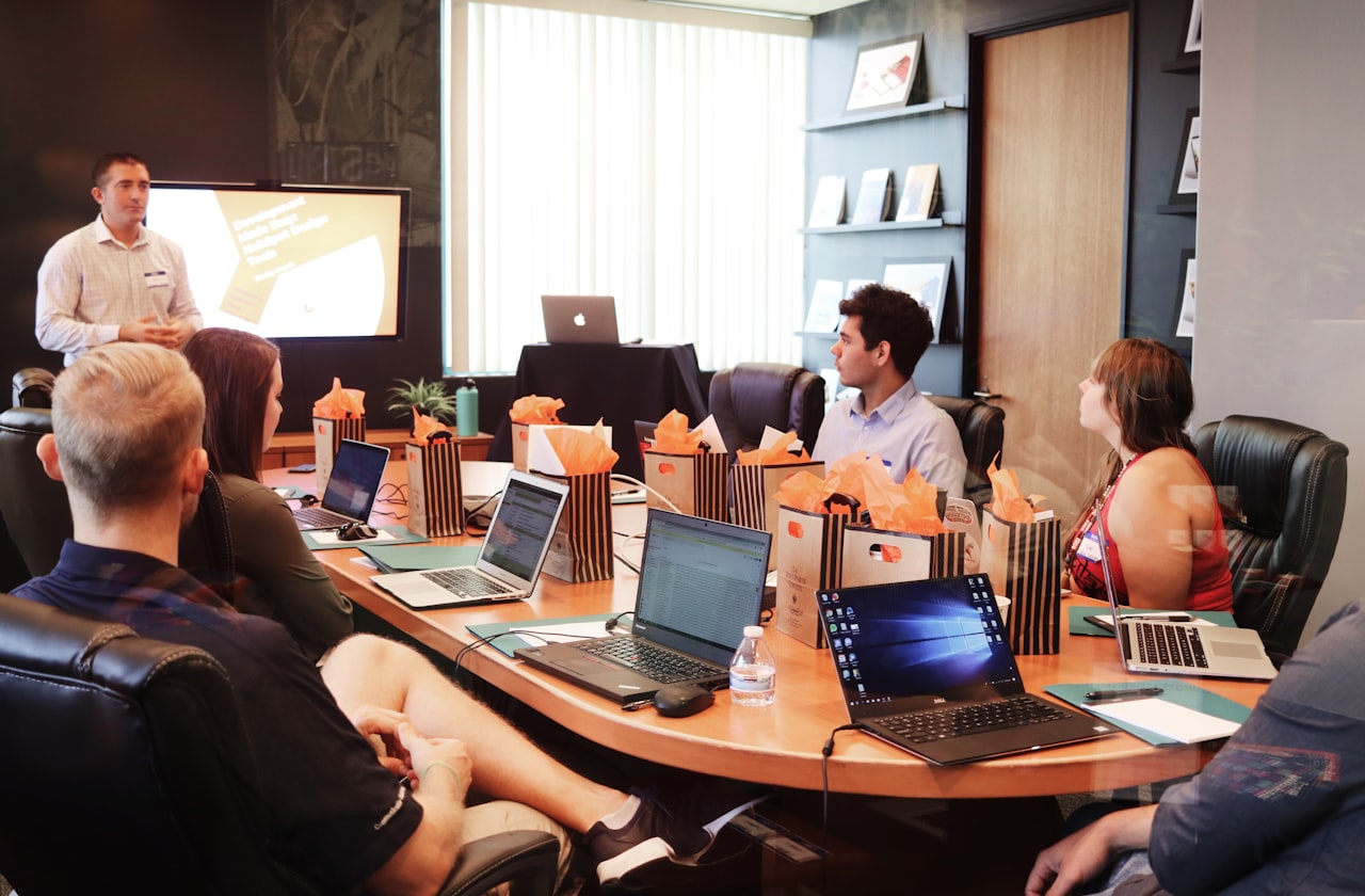 Business strategy meeting representing growth and positioning