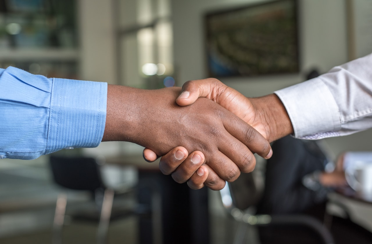 Business handshake representing a strategic partnership